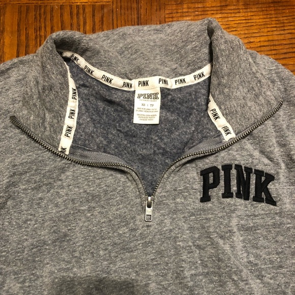 PINK quarter zip. Grey. Size XS. - Picture 1 of 6